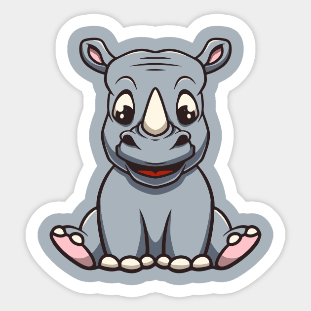 Cute baby rhino smiling cartoon illustration Sticker by Cubbone